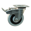 Rvs zwenkwiel, 160mm diameter, elastisch rubber loopvlak, kogellager RVS, dubbele rem, naloop, ZW716766