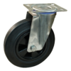 Rvs zwenkwiel, 200mm diameter, rubber loopvlak, glijlager, ZW959284