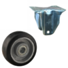 Stalen bokwiel, 100mm diameter, elastisch rubber loopvlak, kogellager, 128mm bouwhoogte, BW348815