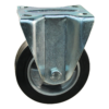 Stalen bokwiel, 125mm diameter, elastisch rubber loopvlak, kogellager, 158mm bouwhoogte, BW628588
