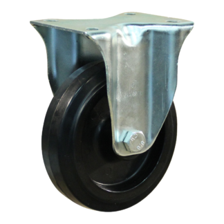 Stalen bokwiel, 125mm diameter, elastisch rubber loopvlak, rollager, 154mm bouwhoogte, BW559675