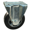 Stalen bokwiel, 160mm diameter, elastisch rubber loopvlak, kogellager, 207mm bouwhoogte, BW682058