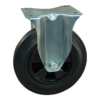 Stalen bokwiel, 160mm diameter, rubber loopvlak, glijlager, 200mm bouwhoogte, BW765765