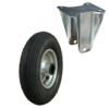 Stalen bokwiel, 200mm diameter, luchtband loopvlak, rollager, 232mm bouwhoogte, BW240407