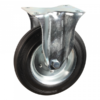 Stalen bokwiel, 200mm diameter, rubber loopvlak, rollager, 235mm bouwhoogte, BW982402
