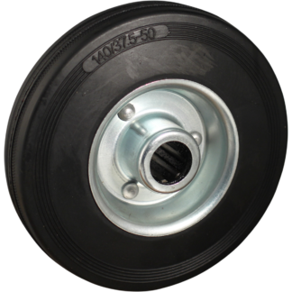 Stalen wiel, 100mm diameter, rubber loopvlak, rollager, LW903187