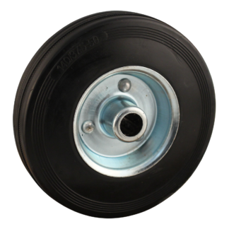 Stalen wiel, 140mm diameter, rubber loopvlak, rollager, LW521473