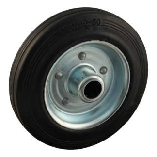 Stalen wiel, 160mm diameter, rubber loopvlak, rollager, LW989499