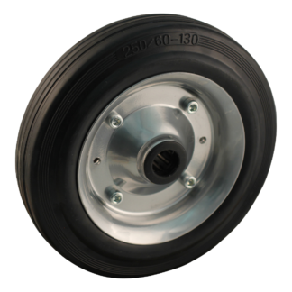 Stalen wiel, 250mm diameter, rubber loopvlak, rollager, LW301172