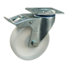 Stalen zwenkwiel, 100mm diameter, PP loopvlak, rollager, dubbele rem, naloop, ZW935245