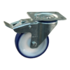 Stalen zwenkwiel, 100mm diameter, PU loopvlak, rollager, dubbele rem, naloop, ZW546156