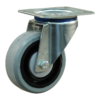Stalen zwenkwiel, 100mm diameter, elastisch rubber loopvlak, kogellager, ZW122972