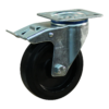 Stalen zwenkwiel, 100mm diameter, elastisch rubber loopvlak, rollager, dubbele rem, naloop, ZW808442