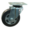 Stalen zwenkwiel, 125mm diameter, elastisch rubber loopvlak, kogellager, ZW401662