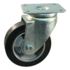 Stalen zwenkwiel, 125mm diameter, elastisch rubber loopvlak, kogellager, ZW944675