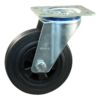 Stalen zwenkwiel, 125mm diameter, rubber loopvlak, glijlager, ZW284426