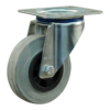 Stalen zwenkwiel, 125mm diameter, rubber loopvlak, rollager, ZW223157