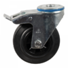 Stalen zwenkwiel, 160mm diameter, rubber loopvlak, glijlager, dubbele rem, naloop, ZW283713