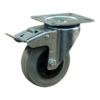 Stalen zwenkwiel, 160mm diameter, rubber loopvlak, rollager, dubbele rem, naloop, ZW736013