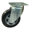 Stalen zwenkwiel, 180mm diameter, elastisch rubber loopvlak, kogellager, ZW524911
