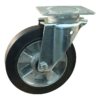 Stalen zwenkwiel, 200mm diameter, elastisch rubber loopvlak, kogellager, ZW156294