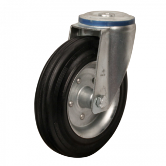 Stalen zwenkwiel, 200mm diameter, rubber loopvlak, rollager, ZW785562