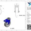 Rvs zwenkwiel, 125mm diameter, PU loopvlak, rollager RVS, dubbele rem, naloop - Afbeelding 3