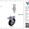 Rvs zwenkwiel, 200mm diameter, rubber loopvlak, rollager RVS, dubbele rem, naloop - Afbeelding 3