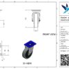 Stalen zwenkwiel, 125mm diameter, elastisch rubber loopvlak, kogellager - Afbeelding 3