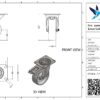 Rvs zwenkwiel, 100mm diameter, PP loopvlak, rollager RVS, dubbele rem, naloop - Afbeelding 3