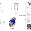 Stalen zwenkwiel, 200mm diameter, PP loopvlak, rollager, dubbele rem, naloop - Afbeelding 3