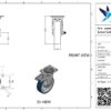 Rvs zwenkwiel, 125mm diameter, PU loopvlak, rollager RVS, dubbele rem, naloop - Afbeelding 3