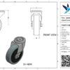 Rvs zwenkwiel, 125mm diameter, elastisch rubber loopvlak, kogellager RVS - Afbeelding 3