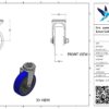 Rvs zwenkwiel, 125mm diameter, PU loopvlak, rollager RVS - Afbeelding 3