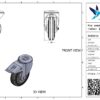 Rvs zwenkwiel, 100mm diameter, rubber loopvlak, rollager RVS, dubbele rem, naloop - Afbeelding 3