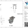 Stalen zwenkwiel, 100mm diameter, PP loopvlak, rollager, dubbele rem, naloop - Afbeelding 3