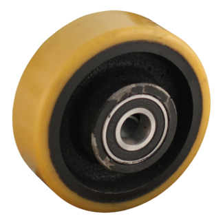 Gietijzeren wiel, 125mm diameter, PU loopvlak, kogellager, LW359957