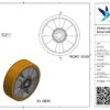 Aluminium wiel, 160mm diameter, PU loopvlak, kogellager - Afbeelding 3