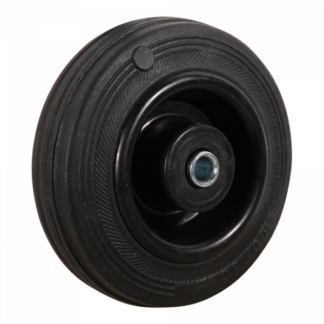 PP wiel, 100mm diameter, rubber loopvlak, rollager, LW566368