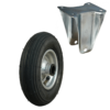 Stalen bokwiel, 200mm diameter, luchtband loopvlak, rollager, 232mm bouwhoogte, BW242245