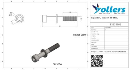 Expander, rond Ø 28-31mm, staal - Afbeelding 3