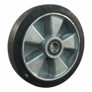 Aluminium wiel, 230mm diameter, elastisch rubber loopvlak, kogellager, LW820405