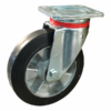 Stalen zwenkwiel, 200mm diameter, elastisch rubber loopvlak, kogellager, ZW721050