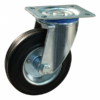 Stalen zwenkwiel, 100mm diameter, rubber loopvlak, rollager, ZW100087
