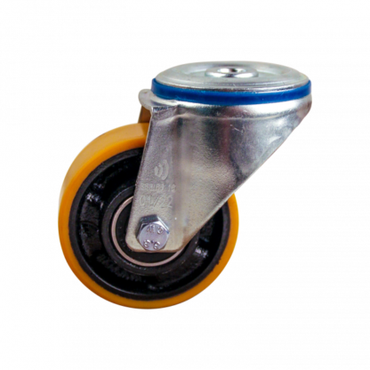 Stalen zwenkwiel, 80mm diameter, PU loopvlak, kogellager