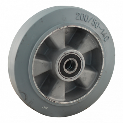 Aluminium wiel, 200mm diameter, elastisch rubber loopvlak, kogellager, LW762664