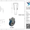 Rvs bokwiel, 200mm diameter, PU loopvlak, glijlager, 240mm bouwhoogte - Afbeelding 3