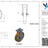 Stalen bokwiel, 250mm diameter, PU loopvlak, kogellager, 300mm bouwhoogte - Afbeelding 3