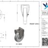 Stalen bokwiel, 200mm diameter, PA loopvlak, kogellager, 246mm bouwhoogte - Afbeelding 3