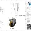 Stalen bokwiel, 200mm diameter, PU loopvlak, kogellager, 245mm bouwhoogte - Afbeelding 3